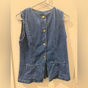 Denim Vest with Gold Buttons